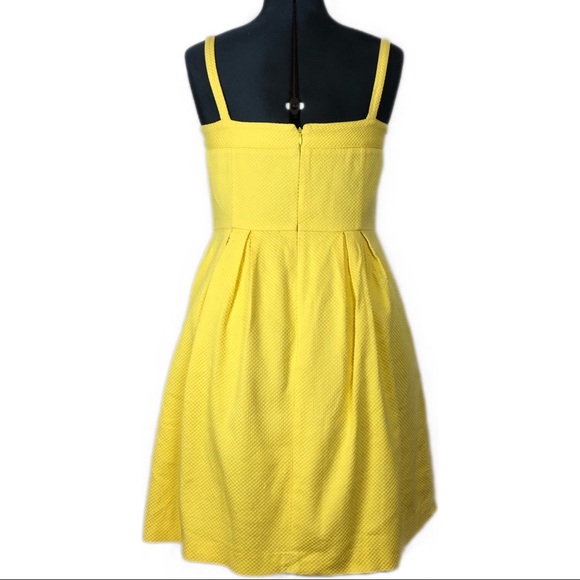 LOFT | Pleated Yellow Honeycomb Textured Sundress - Picture 2 of 8